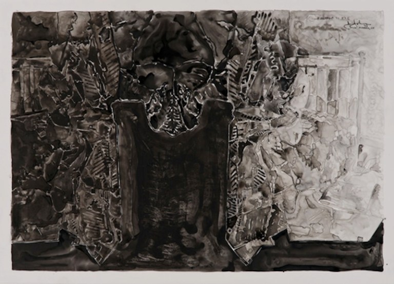 Jasper Johns, Untitled, 2013. Ink on plastic, 27 1/2 × 36" 