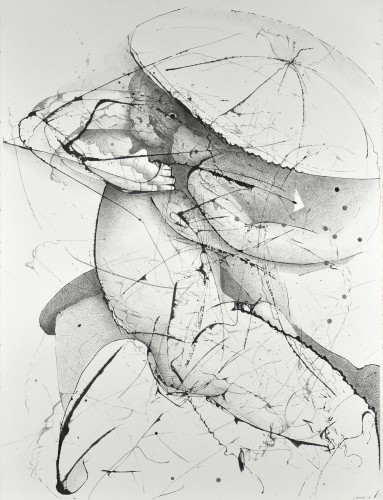 As The Arrow Survives The String, 40" x 55", Graphite and Ink on paper, 2009