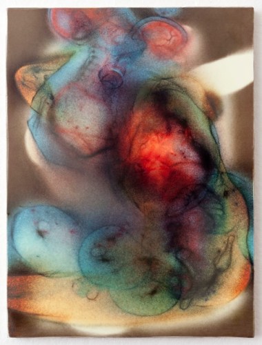 “Distilled from Old Desire”, silk and encaustic on panel, 2014