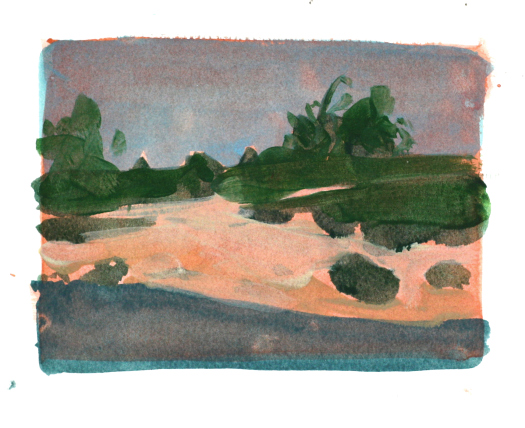 Study for “The Dream of Roots…” 2012 Acrylic on paper. Approximately 9″ x 10″