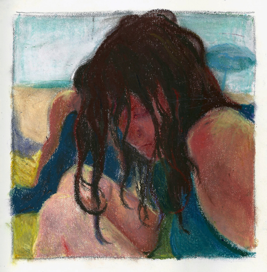“Page Three,” 2014 Oil pastel on paper. Approximately 6 ½” x 6 ½”