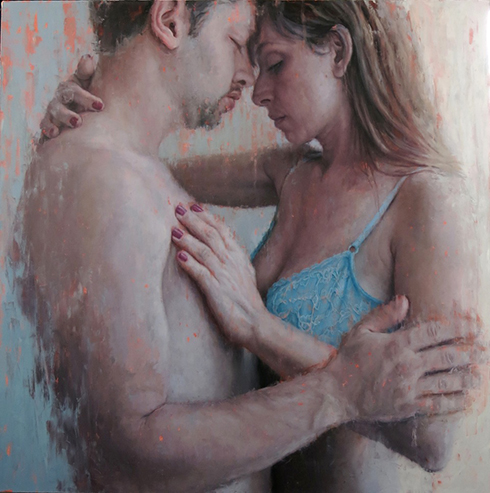 Couple (AJB3) 2014, Oil on canvas 60 x 60 in / 152.4 x 152.4 cm