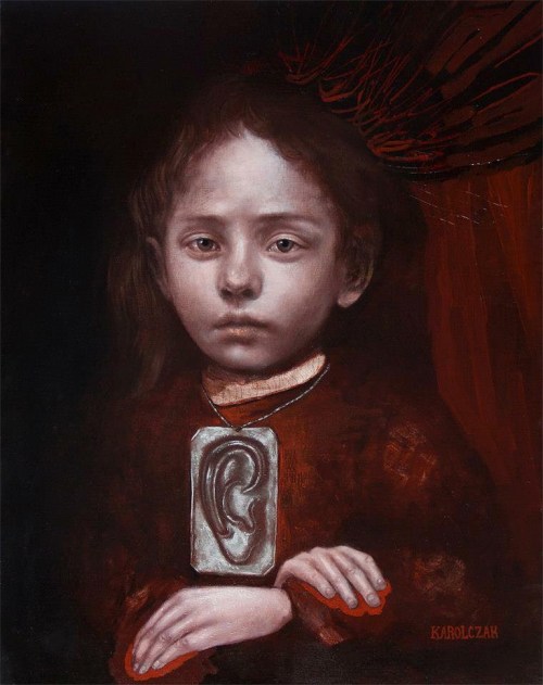 Caitlin Karolczak, Unspoken, oil on board, 17 x 21 1/2 inches, 2015