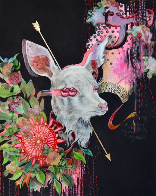 Elizabeth Shupe, Beautiful Creature III, , acrylic, oil, and mixed media on panel 16 x 20 inches, 2015