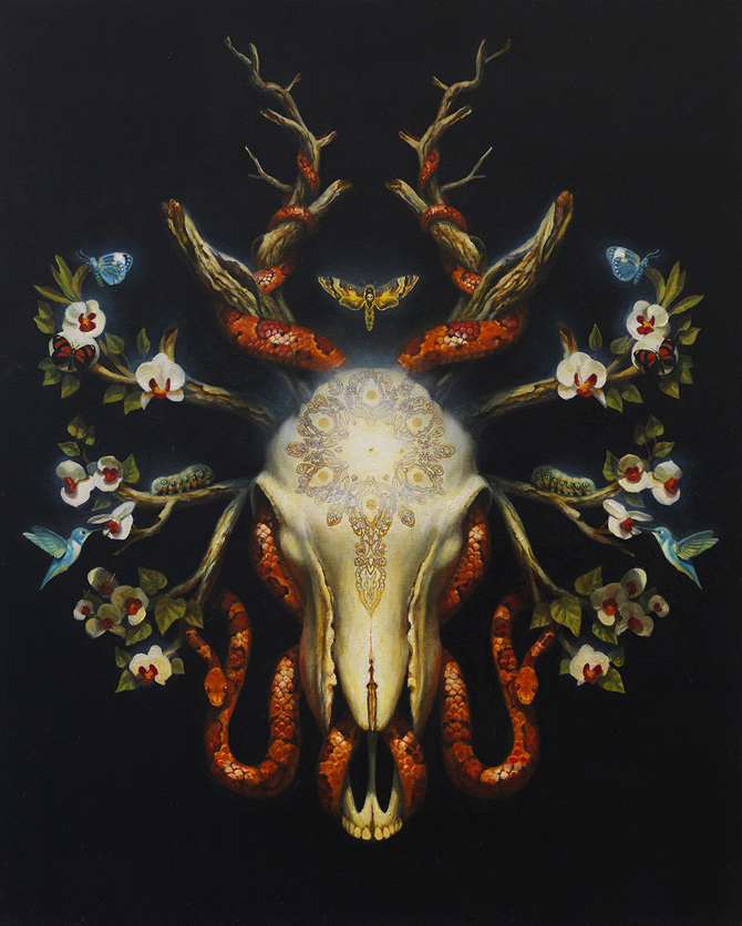 Cycle, 38%22 x 31%22, oil and gold leaf on canvas, 2015.