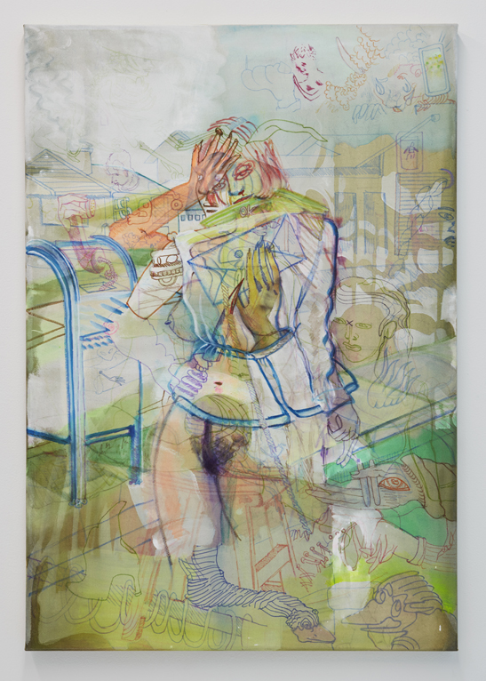 Lime, 2017. Watercolor, marker, gouache, acrylic on canvas